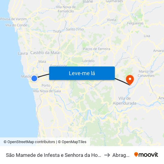 São Mamede de Infesta e Senhora da Hora to Abragão map