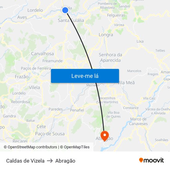 Caldas de Vizela to Abragão map