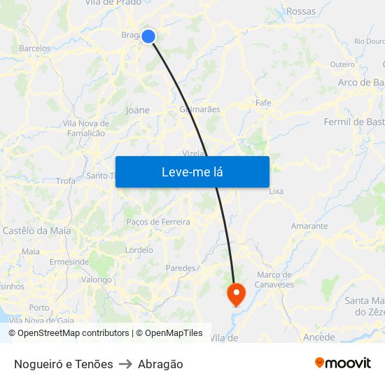 Nogueiró e Tenões to Abragão map