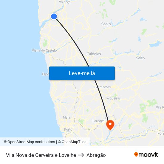 Vila Nova de Cerveira e Lovelhe to Abragão map