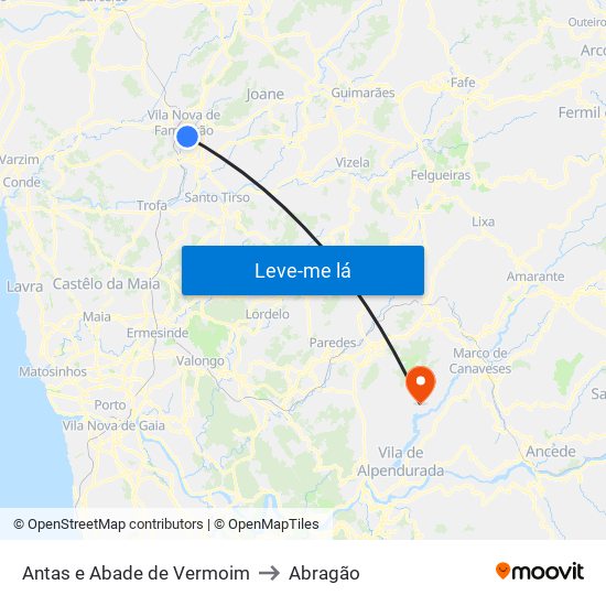 Antas e Abade de Vermoim to Abragão map