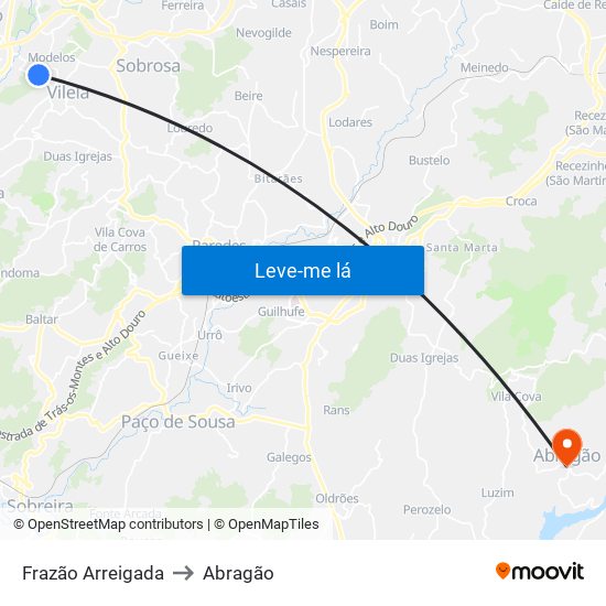 Frazão Arreigada to Abragão map