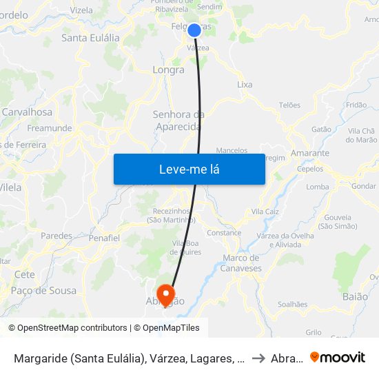 Margaride (Santa Eulália), Várzea, Lagares, Varziela e Moure to Abragão map