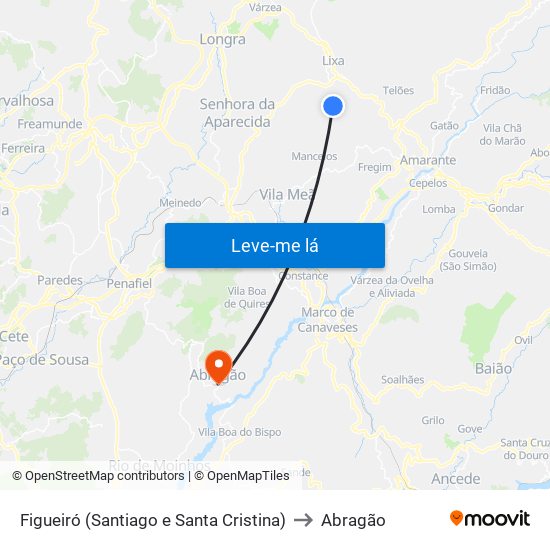 Figueiró (Santiago e Santa Cristina) to Abragão map