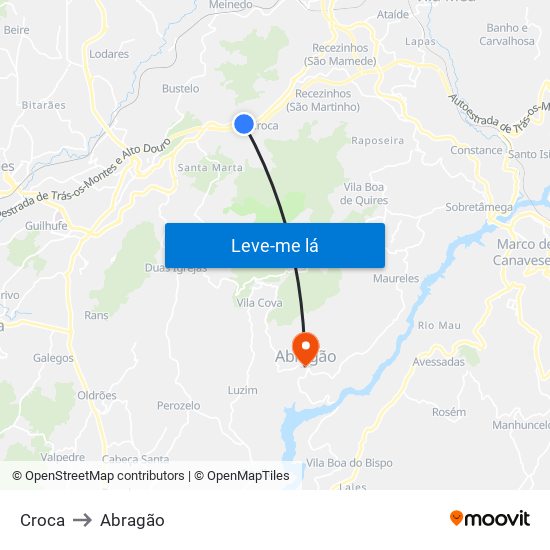 Croca to Abragão map