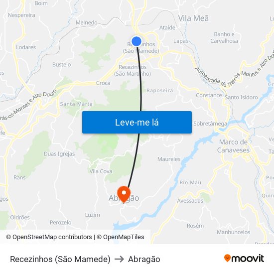 Recezinhos (São Mamede) to Abragão map