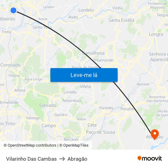 Vilarinho Das Cambas to Abragão map