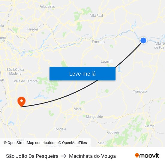São João Da Pesqueira to Macinhata do Vouga map