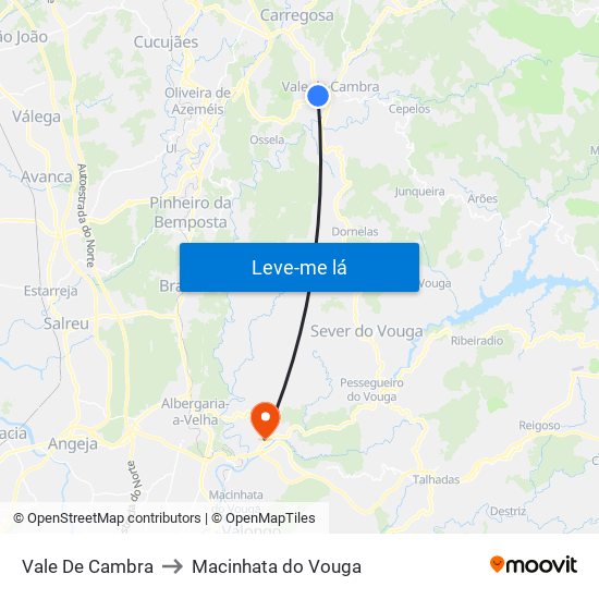 Vale De Cambra to Macinhata do Vouga map