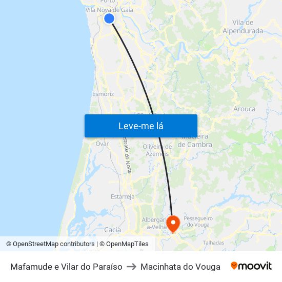 Mafamude e Vilar do Paraíso to Macinhata do Vouga map
