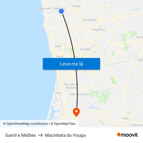 Gamil e Midões to Macinhata do Vouga map