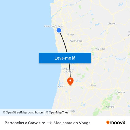 Barroselas e Carvoeiro to Macinhata do Vouga map