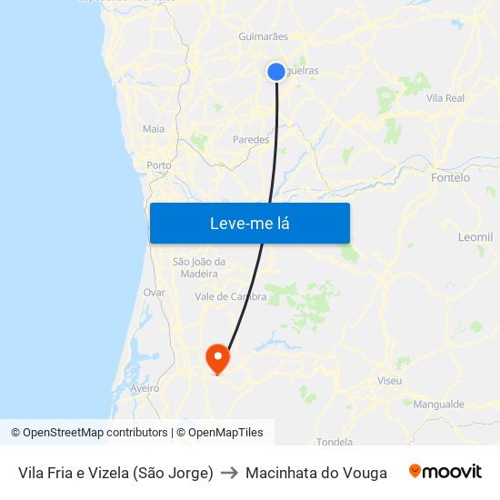 Vila Fria e Vizela (São Jorge) to Macinhata do Vouga map