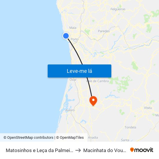 Matosinhos e Leça da Palmeira to Macinhata do Vouga map
