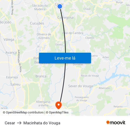 Cesar to Macinhata do Vouga map