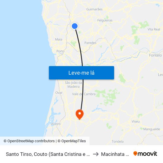 Santo Tirso, Couto (Santa Cristina e São Miguel) e Burgães to Macinhata do Vouga map