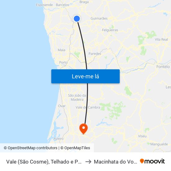 Vale (São Cosme), Telhado e Portela to Macinhata do Vouga map