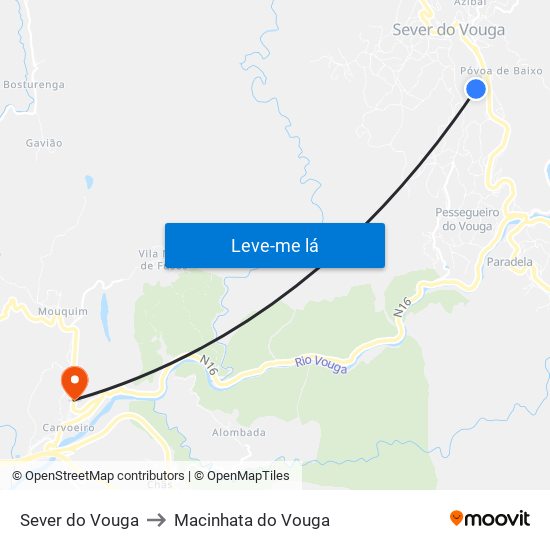 Sever do Vouga to Macinhata do Vouga map