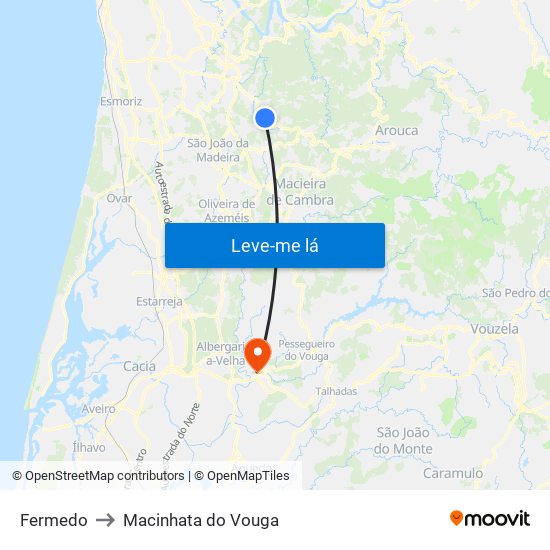 Fermedo to Macinhata do Vouga map