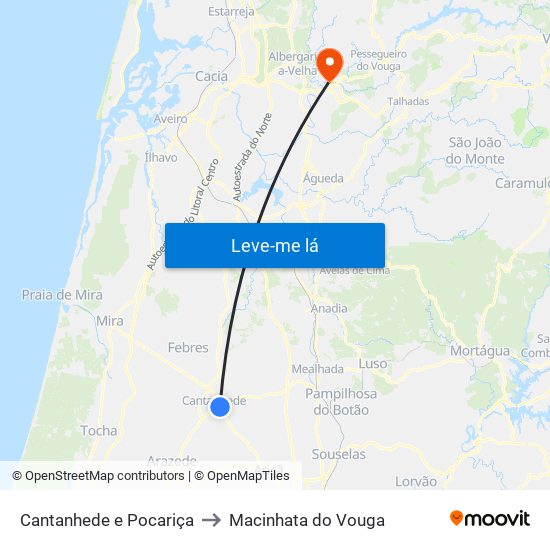 Cantanhede e Pocariça to Macinhata do Vouga map