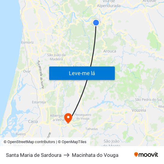 Santa Maria de Sardoura to Macinhata do Vouga map