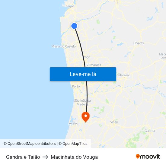 Gandra e Taião to Macinhata do Vouga map