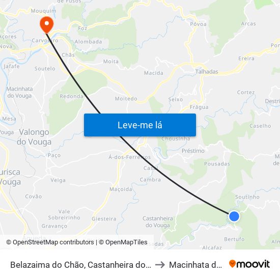 Belazaima do Chão, Castanheira do Vouga e Agadão to Macinhata do Vouga map