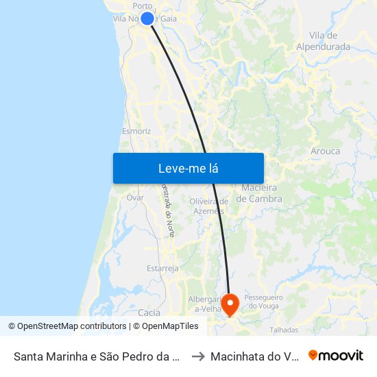 Santa Marinha e São Pedro da Afurada to Macinhata do Vouga map