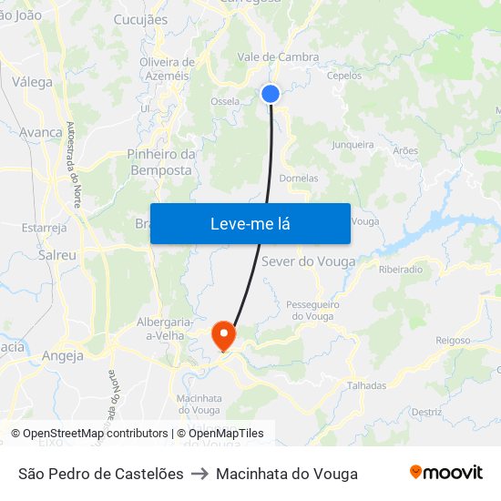 São Pedro de Castelões to Macinhata do Vouga map