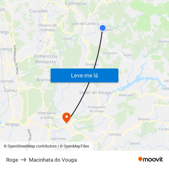 Roge to Macinhata do Vouga map