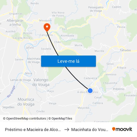 Préstimo e Macieira de Alcoba to Macinhata do Vouga map