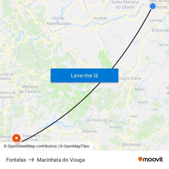 Fontelas to Macinhata do Vouga map