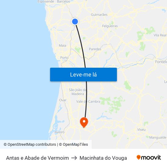 Antas e Abade de Vermoim to Macinhata do Vouga map