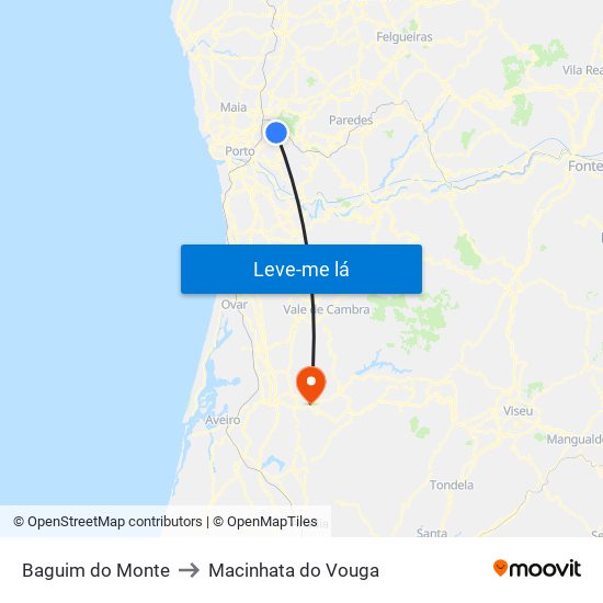 Baguim do Monte to Macinhata do Vouga map