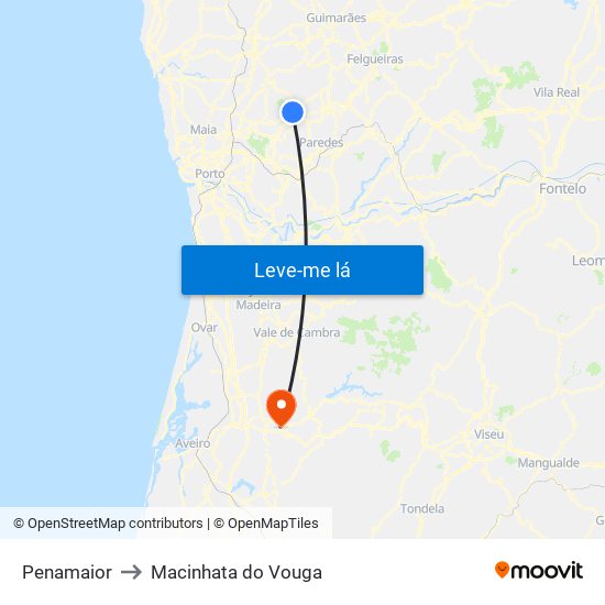 Penamaior to Macinhata do Vouga map