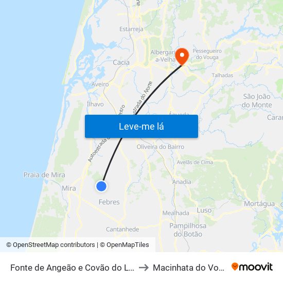 Fonte de Angeão e Covão do Lobo to Macinhata do Vouga map
