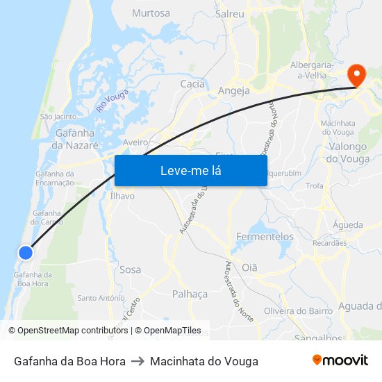 Gafanha da Boa Hora to Macinhata do Vouga map