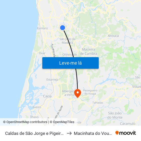 Caldas de São Jorge e Pigeiros to Macinhata do Vouga map