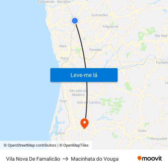 Vila Nova De Famalicão to Macinhata do Vouga map