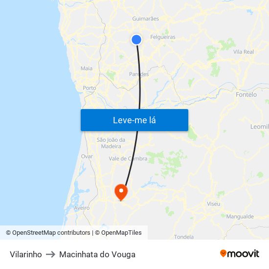 Vilarinho to Macinhata do Vouga map