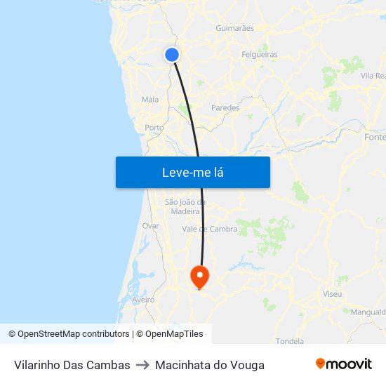 Vilarinho Das Cambas to Macinhata do Vouga map