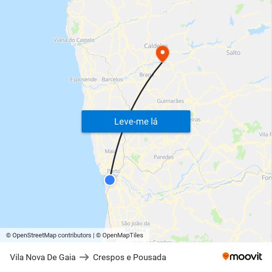 Vila Nova De Gaia to Crespos e Pousada map