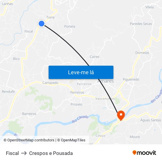 Fiscal to Crespos e Pousada map