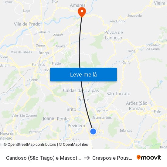 Candoso (São Tiago) e Mascotelos to Crespos e Pousada map