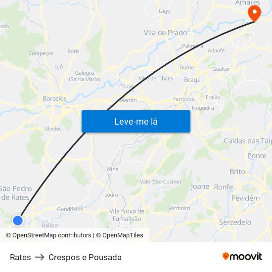 Rates to Crespos e Pousada map