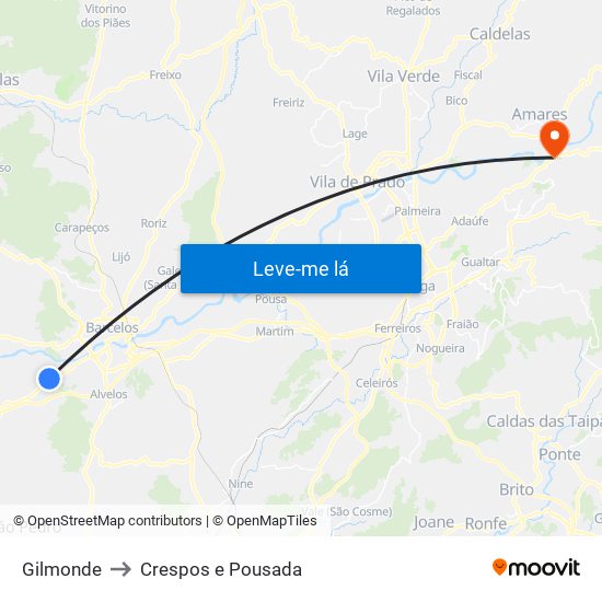 Gilmonde to Crespos e Pousada map