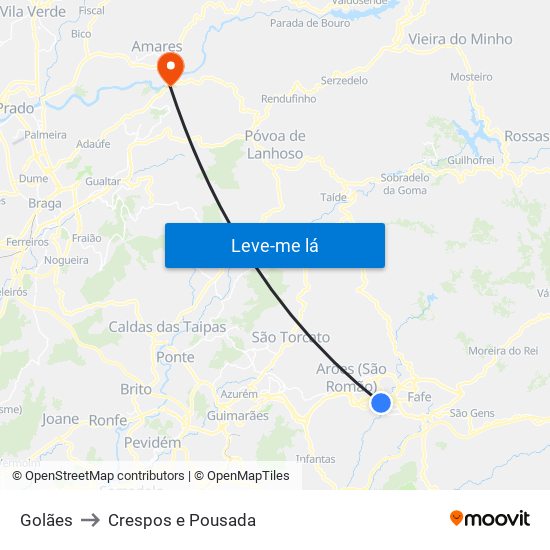 Golães to Crespos e Pousada map