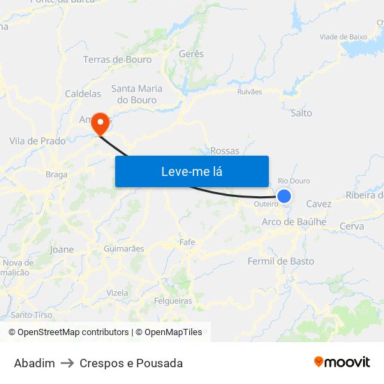 Abadim to Crespos e Pousada map