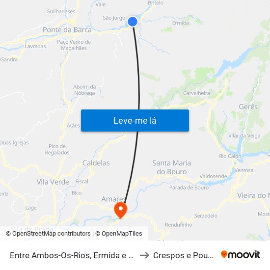 Entre Ambos-Os-Rios, Ermida e Germil to Crespos e Pousada map