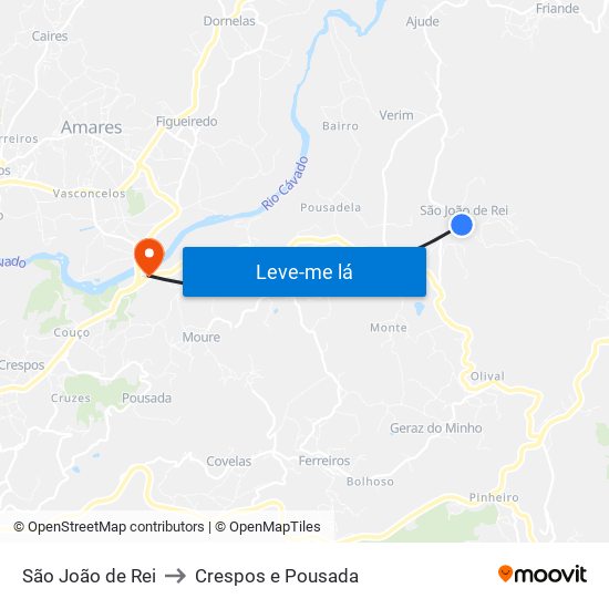 São João de Rei to Crespos e Pousada map